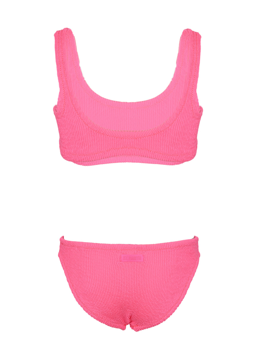 Neon Pink Crinkle Classic Bralette Bikini Baker 