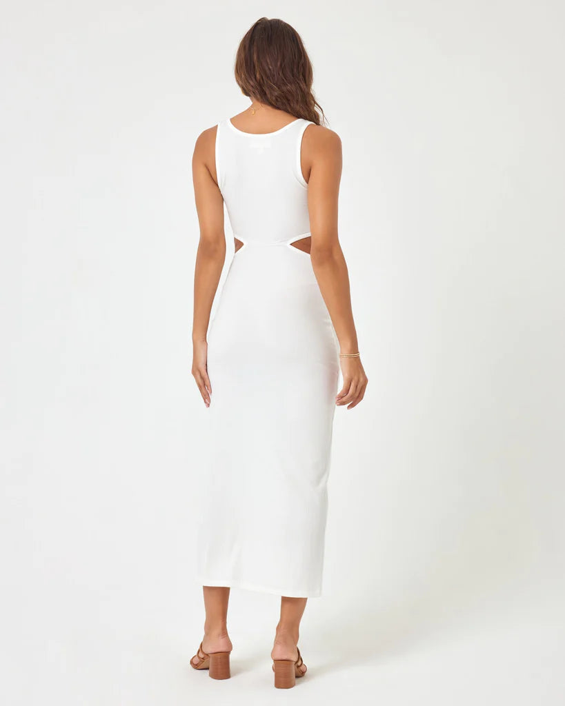 Womens Cream Dress with Side Cut Outs