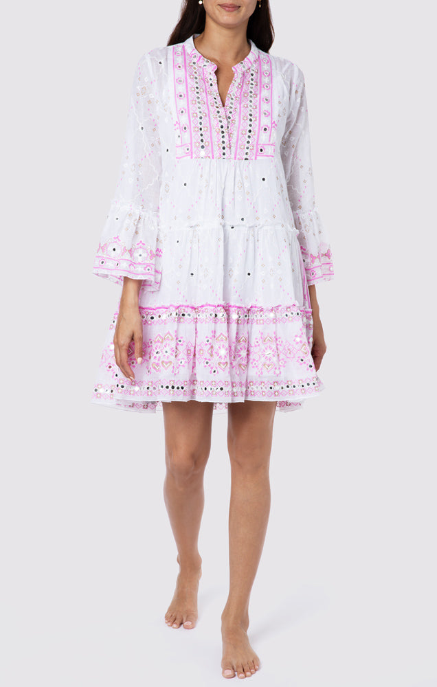 sachin and babi light blue dress Juliet Dunn Neon Peach Embroidered Dress