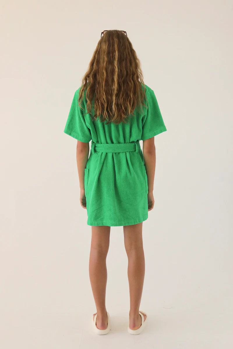 Green Terry Towelling Bath Robe Organic Cotton Bath Robe for Women