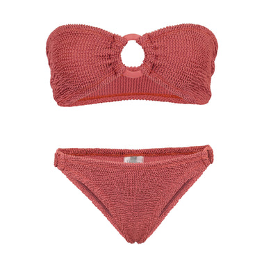 Gloria Bikini With Fabric Covered Hoops Metallic Rosewood - ONE SIZE - Bikini