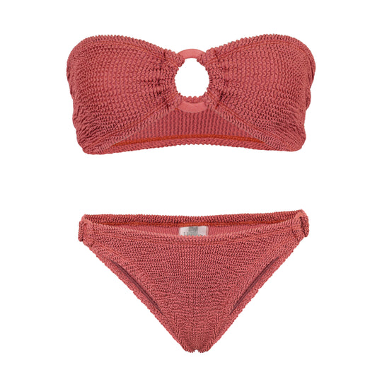 Gloria Bikini With Fabric Covered Hoops Metallic Rosewood - ONE SIZE - Bikini