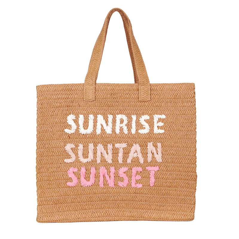 Sunrise Sunset Sand/Coral Rainbow Tote Beach Bag