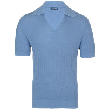 Joaquim V Neck Polo Short Sleeve Denim Blue - Polo Shirt
