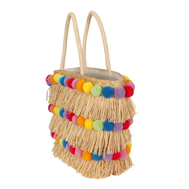 Olivia Rainbow Pompom Beach Bag - ONE SIZE - Bag
