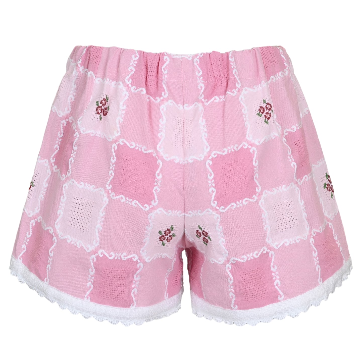 Load image into Gallery viewer, Orsina Cotton Shorts Pink Hues Check M - Shorts
