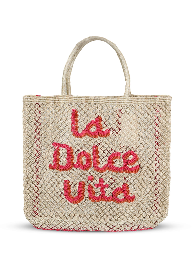 La Dolce Vita Jute Bag Natural/Hot Pink