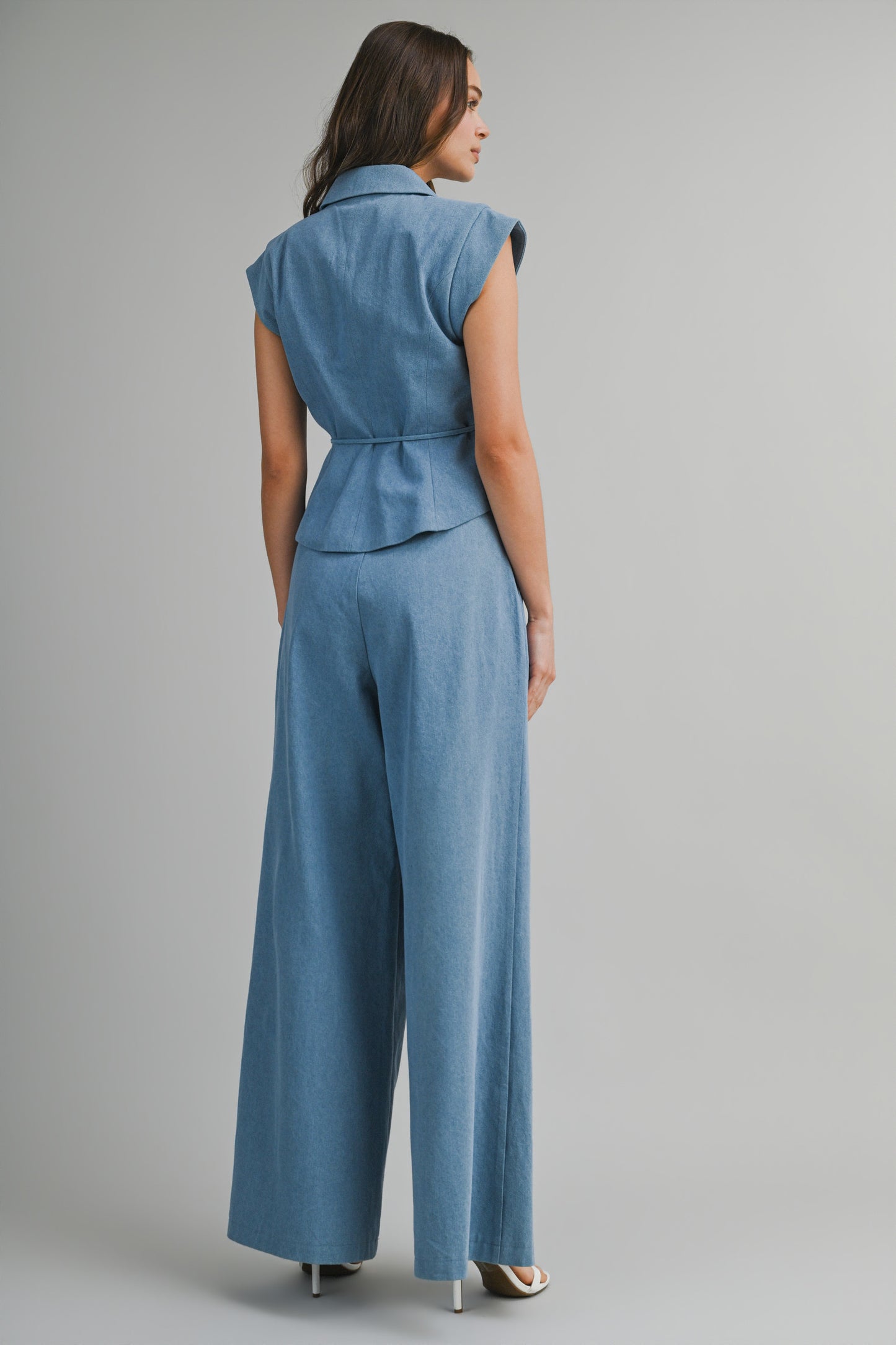 Load image into Gallery viewer, Denim Top and Wide Leg Pants Set
