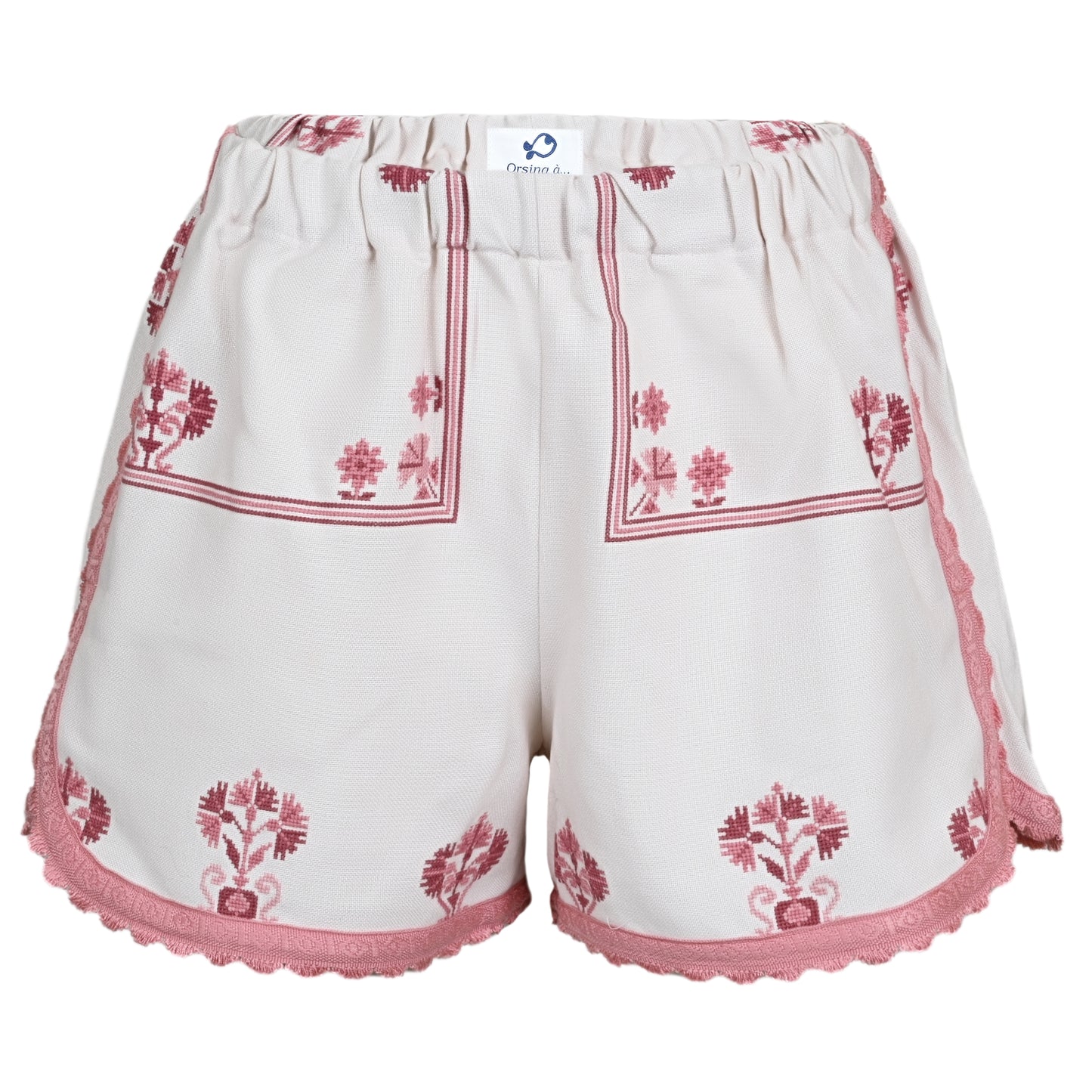 Load image into Gallery viewer, Orsina Cotton Shorts Pink Trim Print L - Shorts

