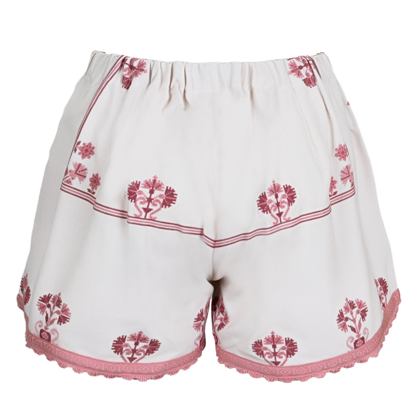 Load image into Gallery viewer, Orsina Cotton Shorts Pink Trim Print L - Shorts
