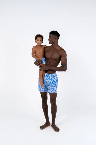 Men Swim Shorts Deep Sea Coral Blue