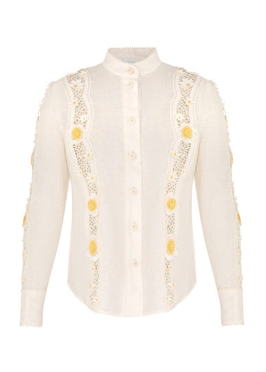 Everley Flower Trim Shirt - Top