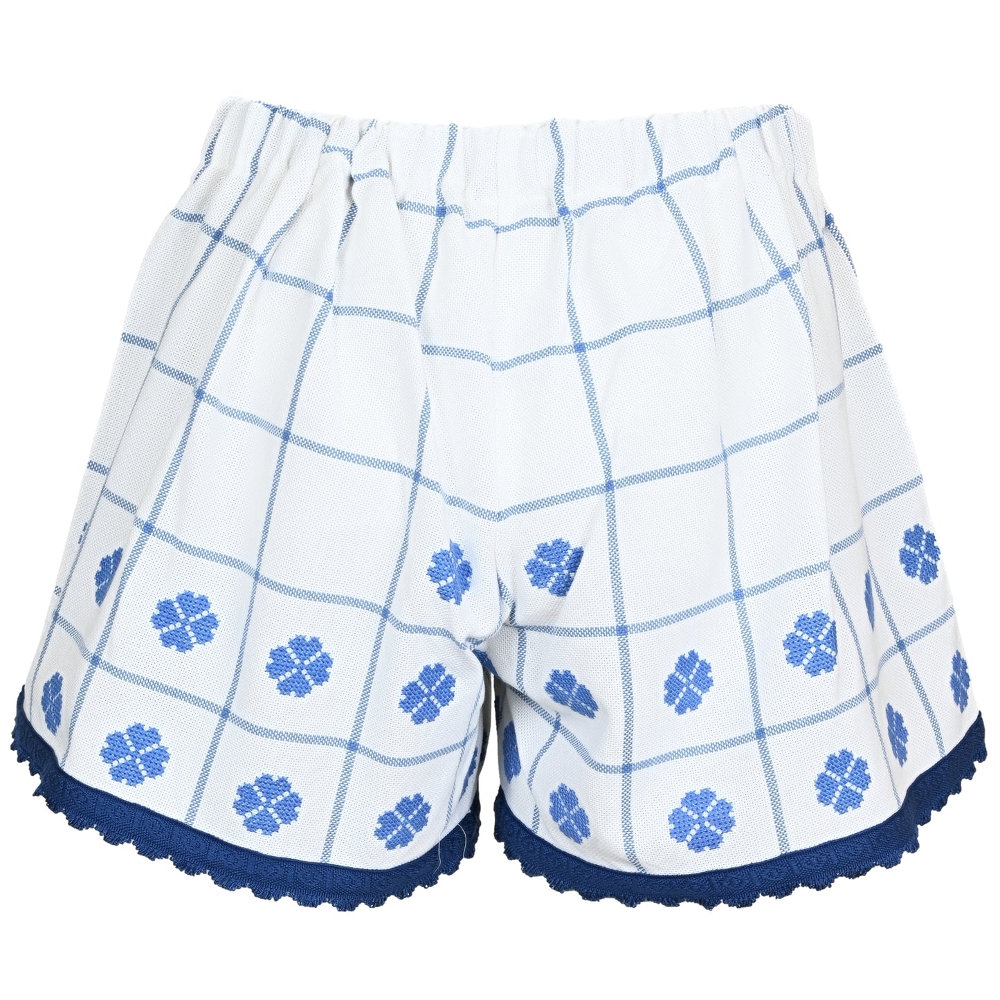 Load image into Gallery viewer, Orsina Cotton Shorts Blue Trim Floral L - Shorts
