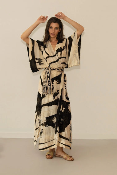 Kha Palm Trees Kimono Black