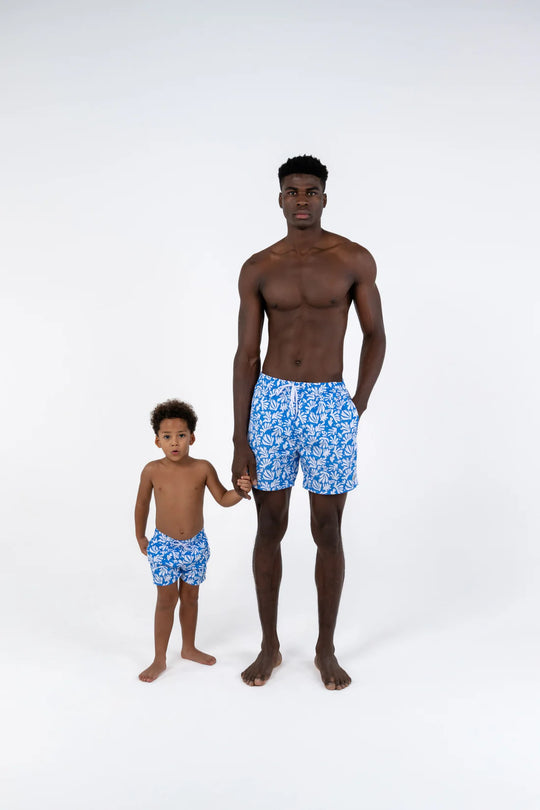 Men Swim Shorts Deep Sea Coral Blue