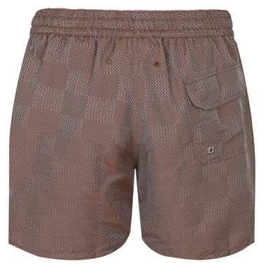 Santos Copa Check Print Jacquard Swimshorts Brown - Swim Shorts
