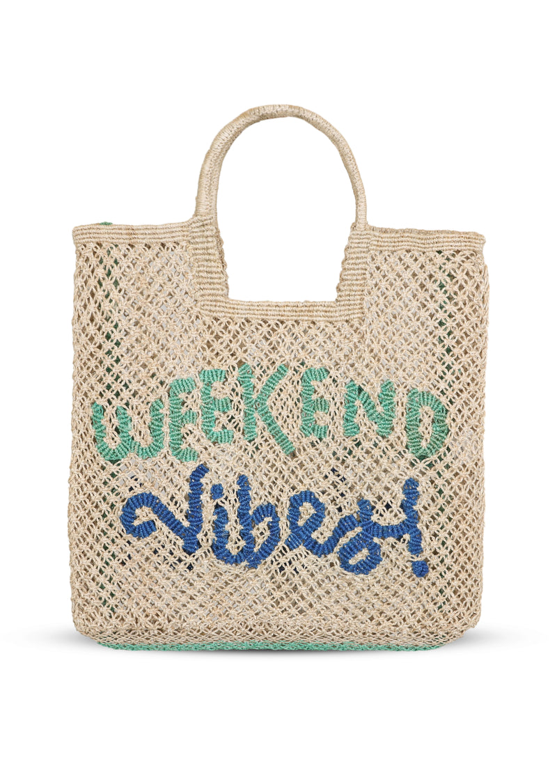 Stella Weekend Vibes Jute Bag Natural/Aqua