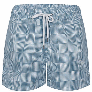 Rio Copa Check Print Swimshorts Denim Blue - Swim Shorts