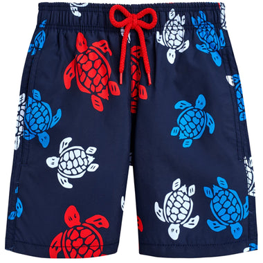 Men Long Swim Shorts Ronde des Tortues Navy Blue - Men’s Swim Shorts