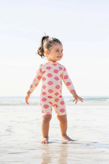 Baby Swimsuit Long Sleeve Beach Shells - One Piece