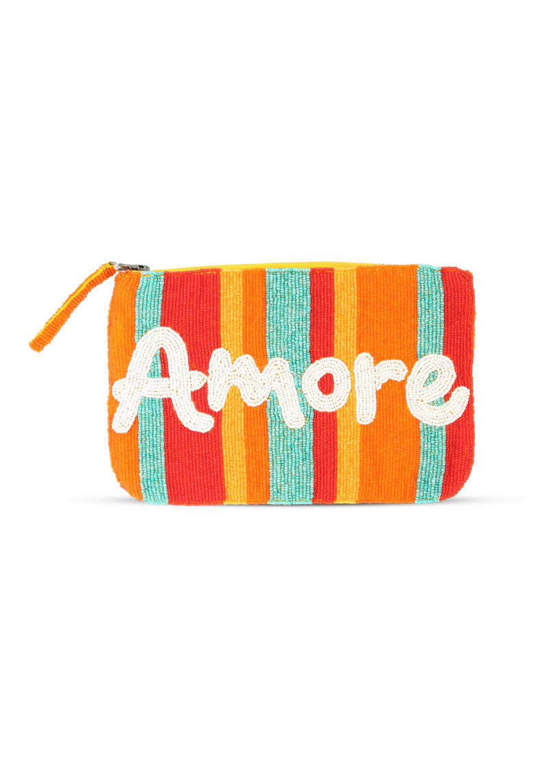 Amore Beaded Clutch Stripes