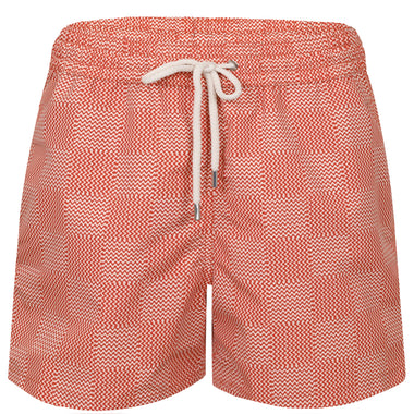 Rio Copa Check Print Swimshorts Burnt Orange - Swim Shorts