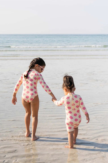 Baby Swimsuit Long Sleeve Beach Shells - One Piece