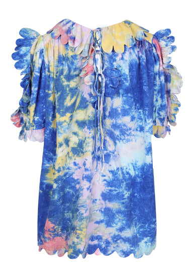 Maja Scallop Mini Dress Kaleidoscope Tie Dye Blueberry