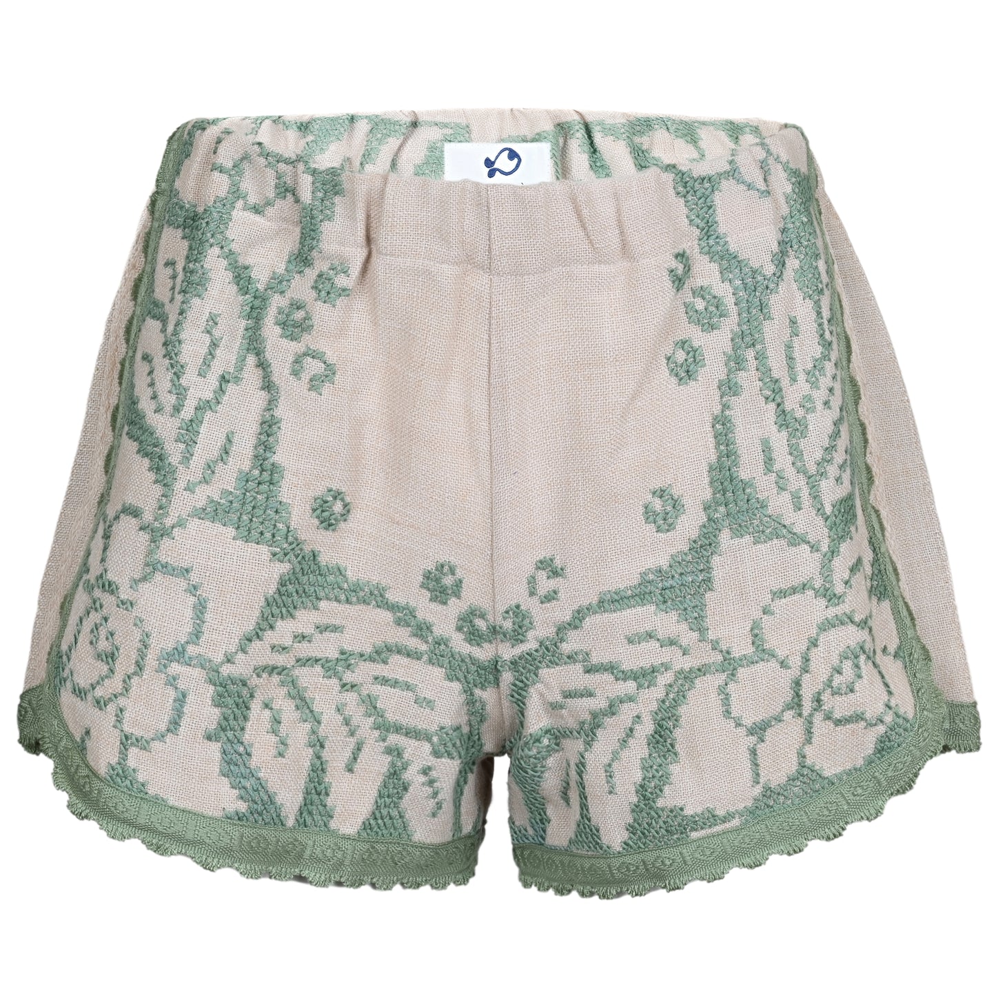 Load image into Gallery viewer, Orsina Cotton Shorts Duck Egg Blue Print M - Shorts
