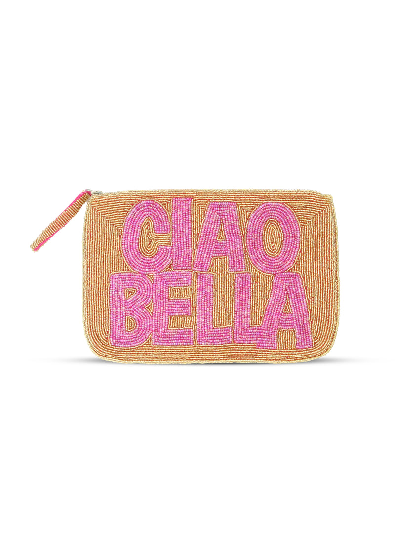 Ciao Bella Beaded Clutch Gold/Pink