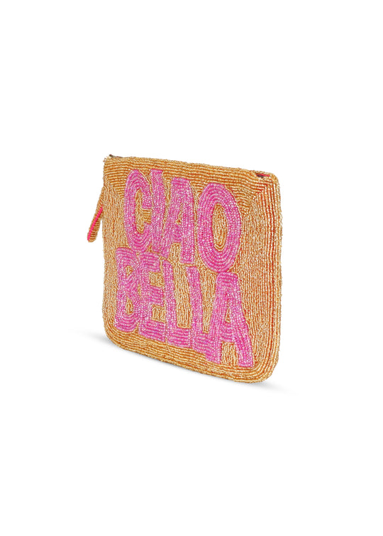 Ciao Bella Beaded Clutch Gold/Pink - Bag