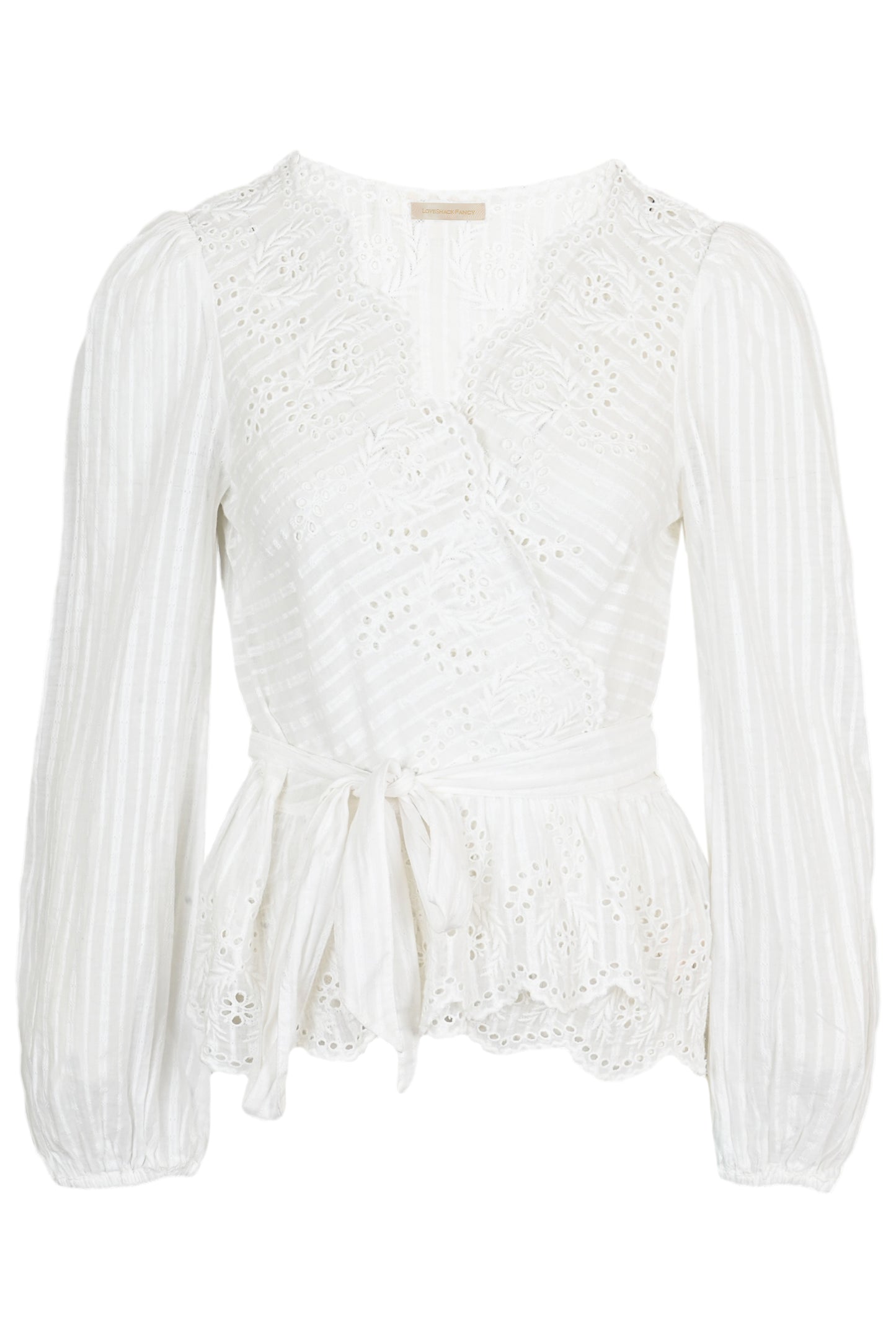 Schiffley Embroidered White Wrap Top - Top