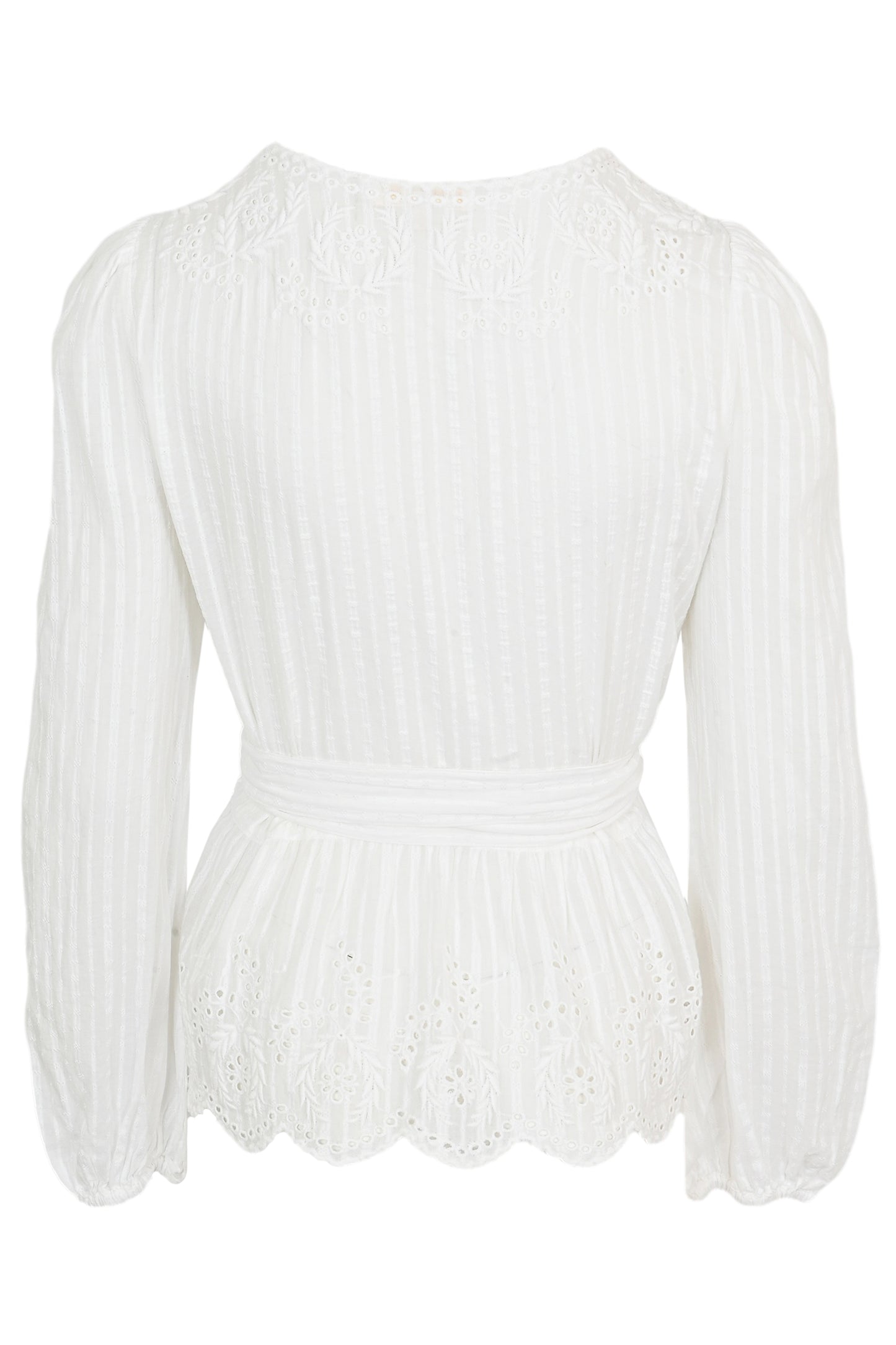 Load image into Gallery viewer, Schiffley Embroidered White Wrap Top - Top
