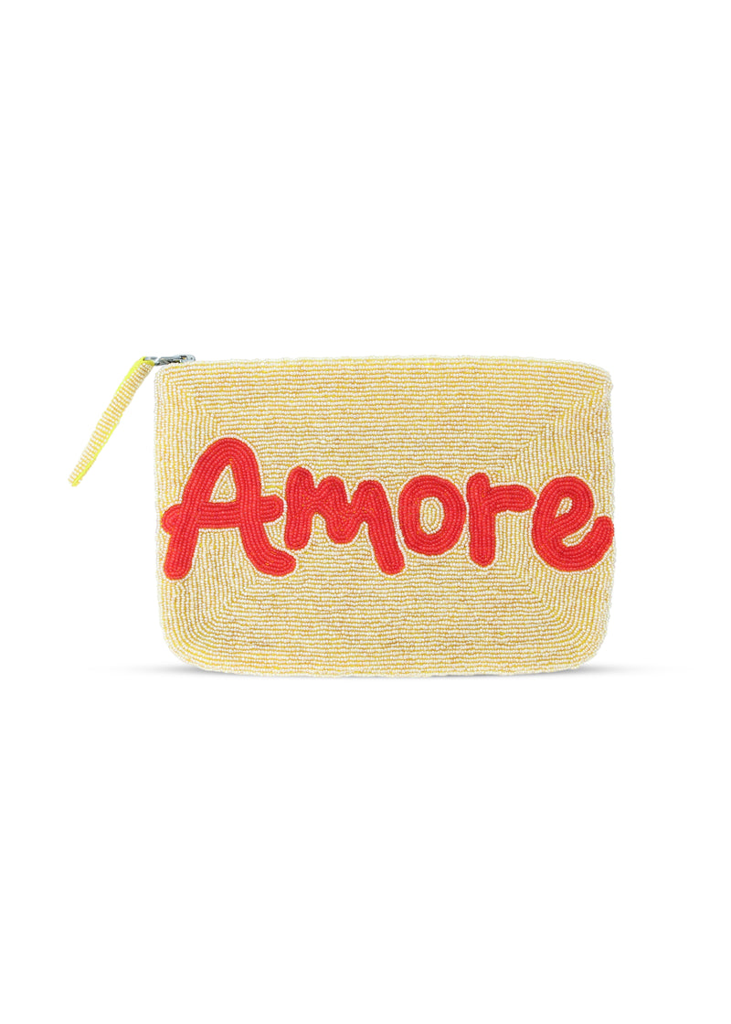Amore Beaded Clutch Gold/Red