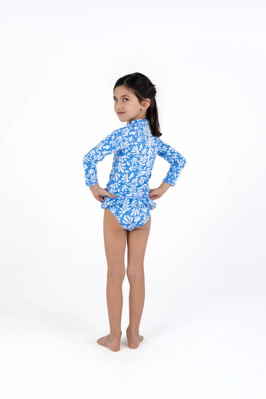 Girl Set Long Sleeve Deep Blue Corals - Set