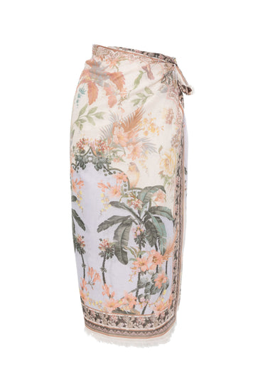 Printed Cotton Pareo Blue Floral - Sarong