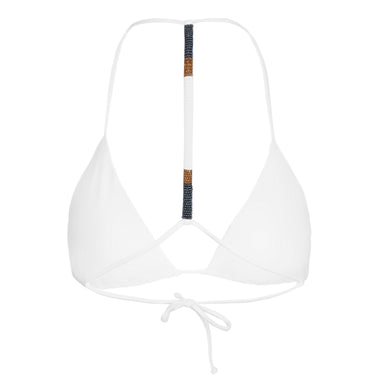 Solid Ella Triangle Top White - Bikini Top