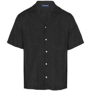 Angelo Linen Shirt Short Sleeve Black - Top
