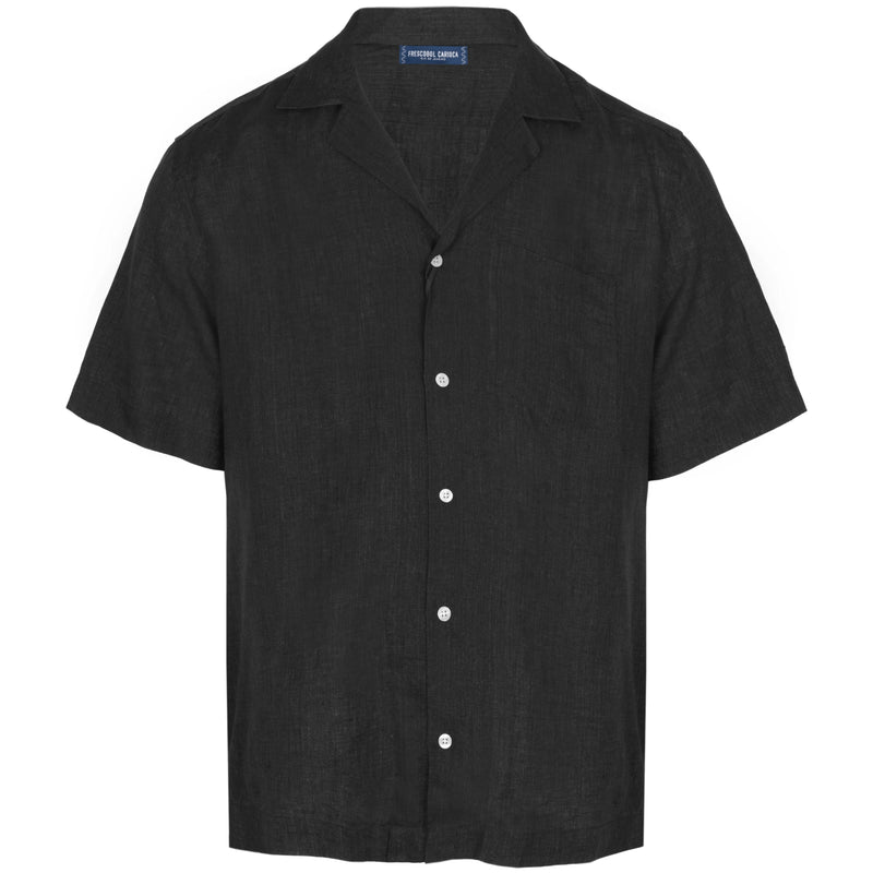 Angelo Linen Shirt Short Sleeve Black
