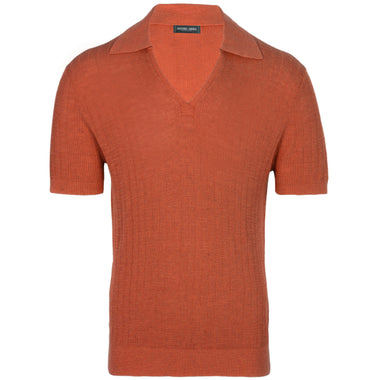 Joaquim V Neck Polo Short Sleeve Silk Brown - Polo Shirt