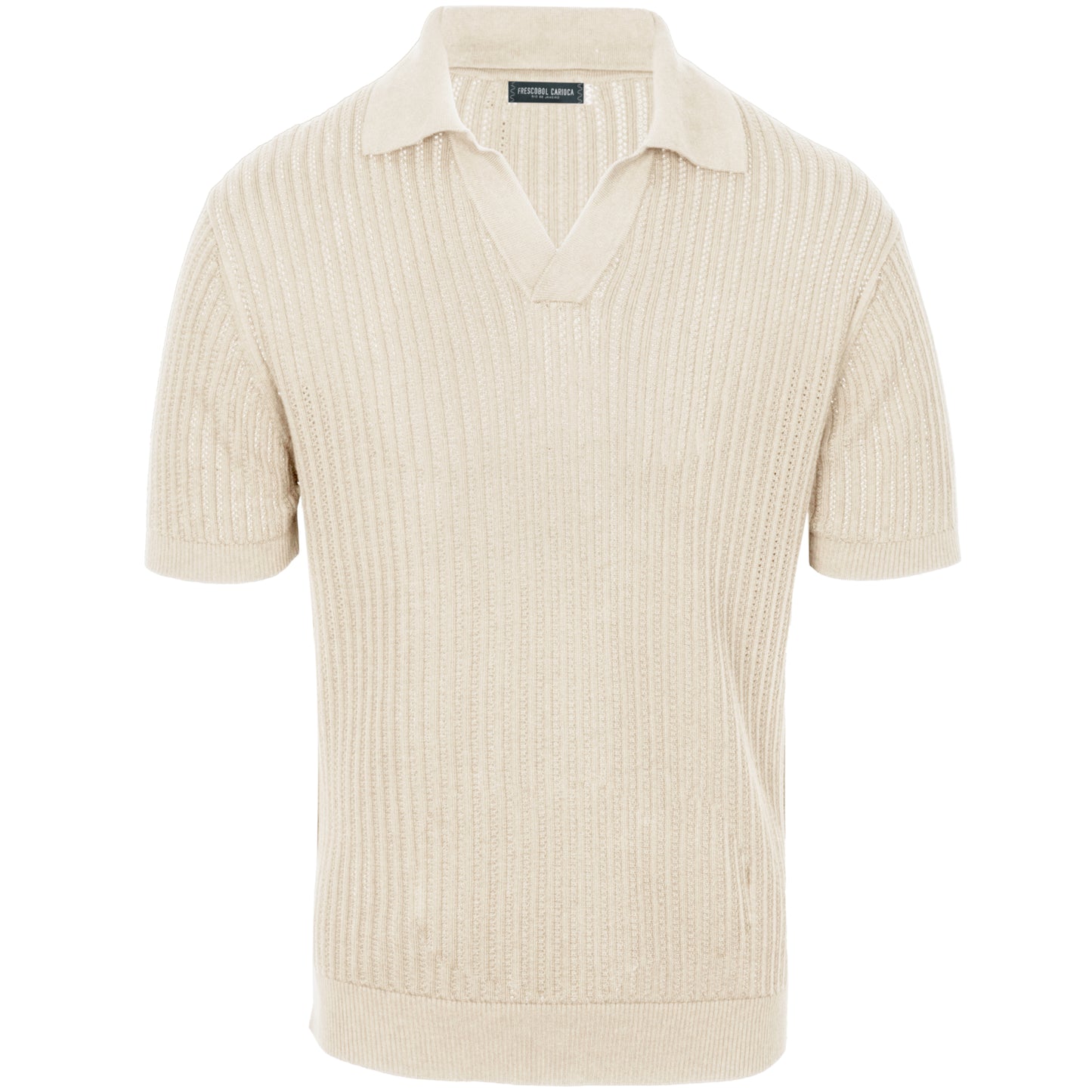 Load image into Gallery viewer, Rino Chain Stitch Knitted Polo Ivory - Polo Shirt

