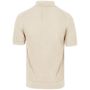 Rino Chain Stitch Knitted Polo Ivory - Polo Shirt
