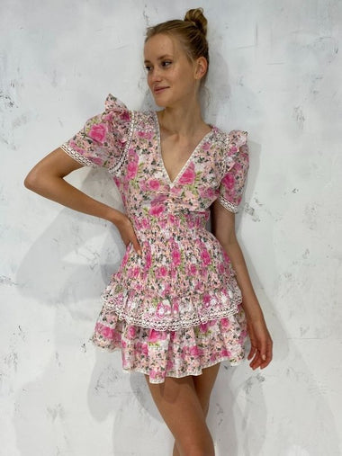 Rena Dress Magenta Flower Fields - Dress