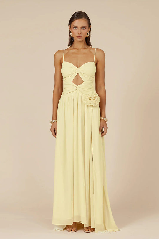 fitted lace wedding dress Danika Maxi Dress Lemon