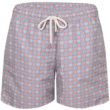 Santos Angra Trelica Print Swimshorts Denim Blue & Ecru - Swim Shorts