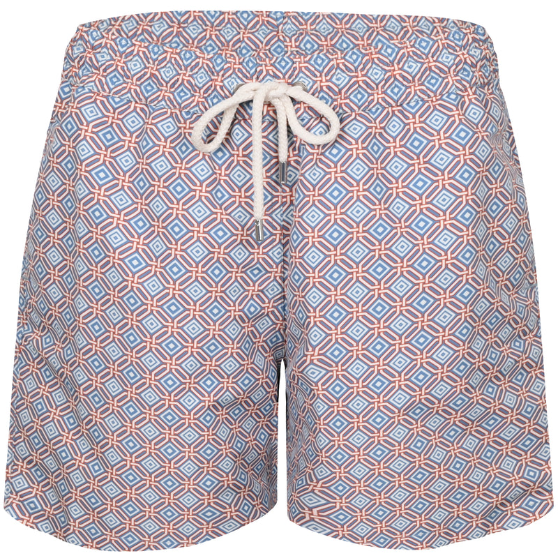 Santos Angra Trelica Print Swimshorts Denim Blue & Ecru