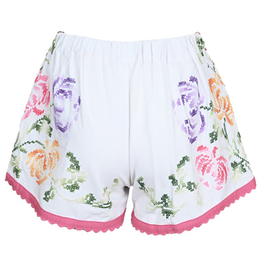 Orsina Cotton Shorts Multi Floral Pink Trim M - Shorts