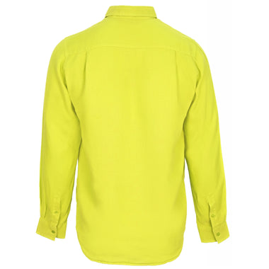 Caroubis Yellow Gingem Linen Shirt - Long Sleeve Shirt