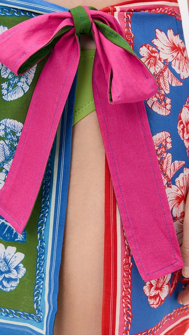 Floral Elegance Mixed Scarves Mini Skirt