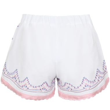Orsina Cotton Shorts White & Pastel Trim M - Shorts